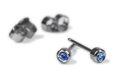 STUDEX Erstohrstecker Blau Ø 4mm Edelstahl Silberfarben 100% Steril 
