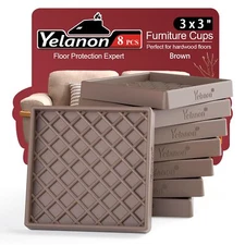 Furniture Coasters 8 Pcs 3 Square Furniture Caster Cups Non Slip Pads Hardwoods