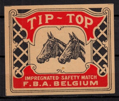420409/ Zündholzetikett   Tip   Top   Pferde - F.B.A. Belgium