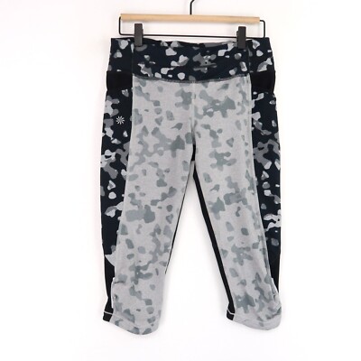 Athleta Be Free Knicker Pant Womens Small Grey Leopard Zip Pocket