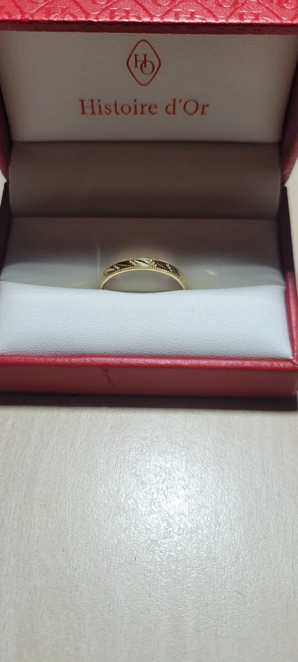 bague femme or 18 carats alliance 750/1000 "eucleia" fantasie "Histoire d'or" - Photo 1/4