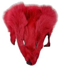 Dyed Red Fox Face Head Taxidermy Costume Craft