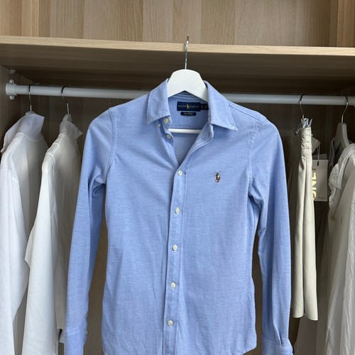 Ralph Lauren Womens Button-Up Shirt Size XS Blue Long-Sleeve Oxford Knit Summer. - Picture 2 of 5