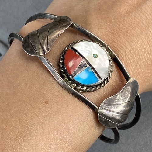 Vintage Bracelet Old Pawn Sterling Silver Turquoise Coral Estate Fine Jewelry