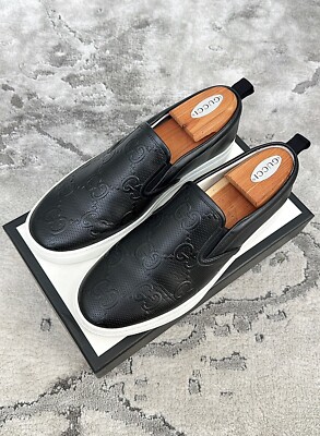 Authentic Gucci GG The Embossed Leather Slip On Mens Sneaker  display picture 3
