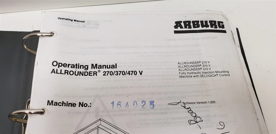 Arburg ALLROUNDER 270/370V/470V SELOGICA MANUAL DO OPERADOR COM DISQUETES - Imagem 2 de 4