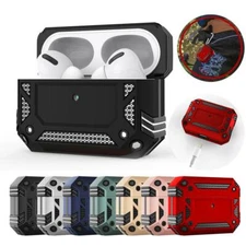 AirPods Case Heavy Duty Armor Cover + Keychain Clip For Apple AirPods 1/2/3 &Pro