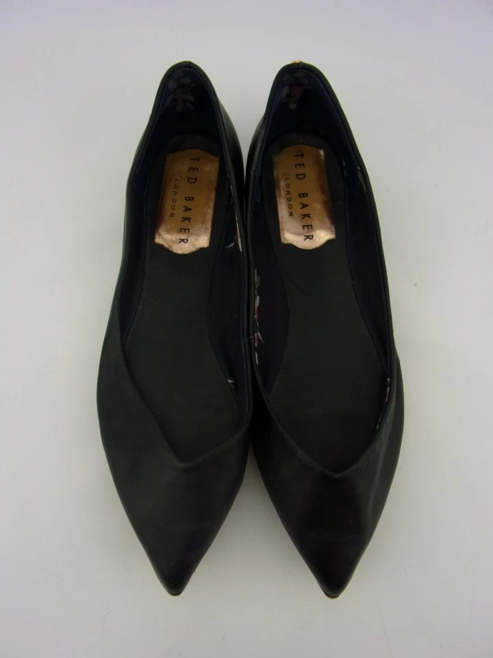Zapatos Ted Baker para mujer 8 Mancie planos punta negra oro rosa Foto 2 de 4