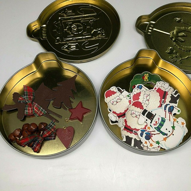 2 Small Decorative Christmas Tins Original Gourmet Passion Cookies