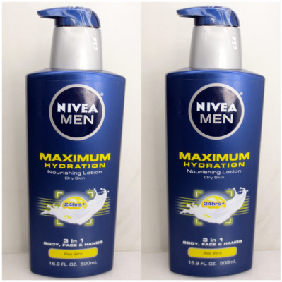 NIVEA MEN MAXIMUM HYDRATION NOURISHING LOTION 3 IN 1  16.9 OZ NWOB LOT OF 2