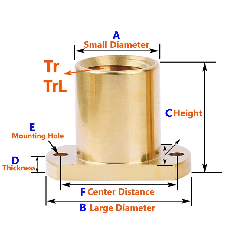Messingmutter für Leitspindel T10-T40 Rechts/Links Seite Trapezgewindespindel - Bild 2 von 4