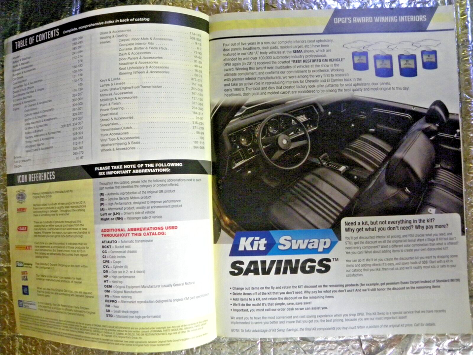 Original Parts Group Catalog 2014 Chevelle El Camino Restoration Parts