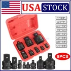 8PCS 3/8" to 1/4" 1/2 inch Drive Ratchet SOCKET ADAPTER REDUCER Air Impact Set
