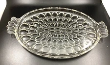 Vintage Glass Serving Tray Jeanette Thumbprint EAPG Clear 8-1/2” X 13”