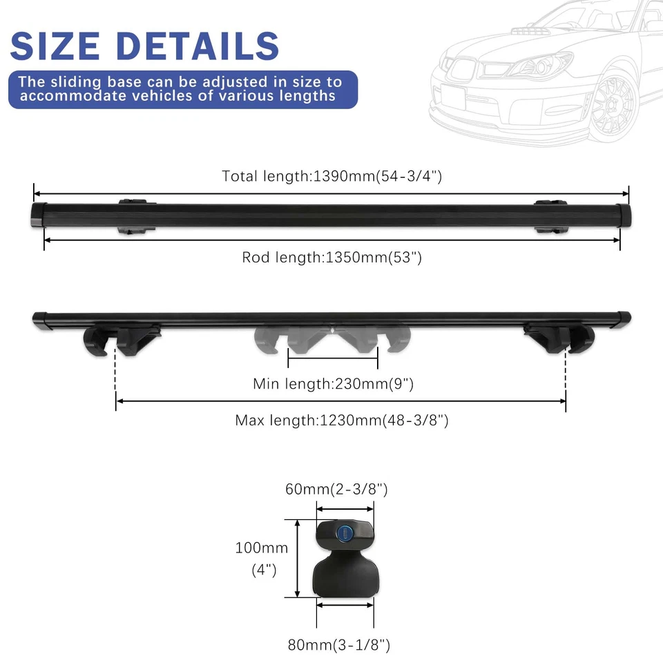 For Mercedes-Benz GL350 53" Roof Rack Cross Bar Cargo Carrier with Side Rails Foto 4 de 4