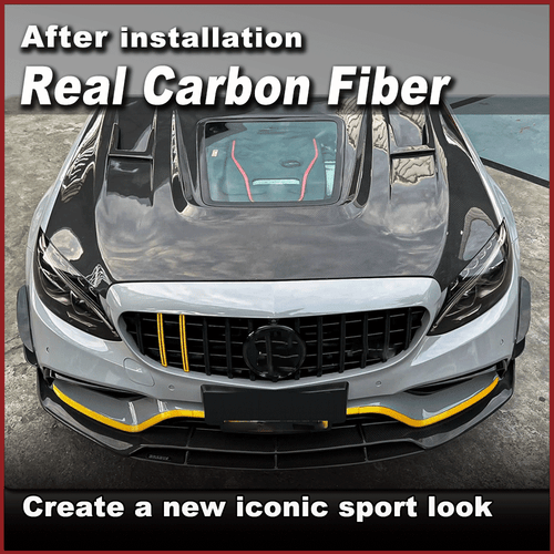 Fit for Benz W205 C205 C63 15-21 REAL Carbon Front Bumper Splitter Canards Fins - Picture 2 of 10