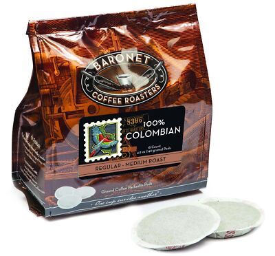 	Baronet Coffee 100% Colombian Coffee Pods Bag - Regular - Medium Roast - 3 B...