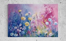 Floral Abstract Canvas Print - Vibrant Wildflower Garden Wall Art, Premium Art