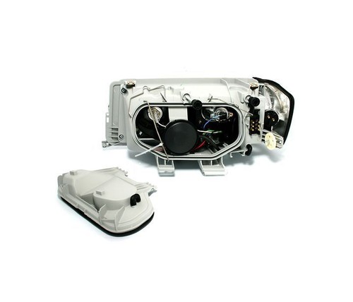 Set Headlights TFL for Mercedes 190E W201 1983-1993 VP515 Clear Glass Chrome LHD - Picture 5 of 5