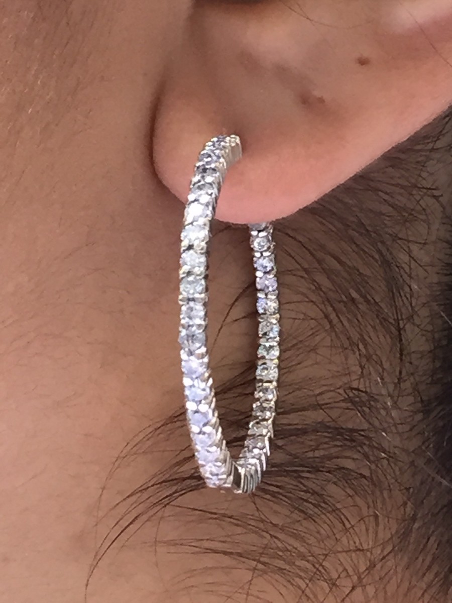 Ct Diamond Hoop Earring F Si1 inside out Modern 14k White