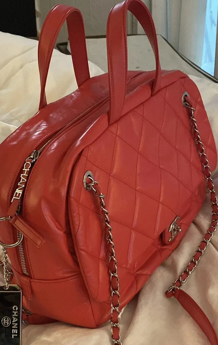 chanel red quilted handbag