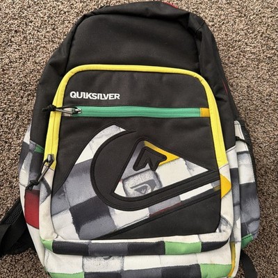 Quicksilver Backpack Black Yellow Green Red Adjustable Straps