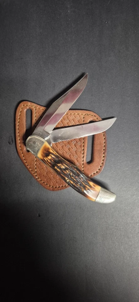 Vintage Camillus Folding Hunting Knife #26 USA W Leather Sheath  - Image 4 of 4