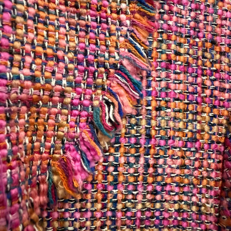 I C E куртка с бахромой отделки оборки воротник Tweed женщин 12 с подкладкой розовый фиолетовый - Изображение 4 из 4