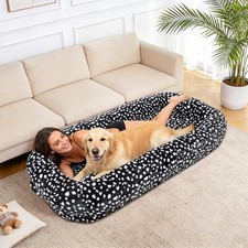 Human Dog Bed for Adult,Large Dog Bed 70"x38"x10" Black White