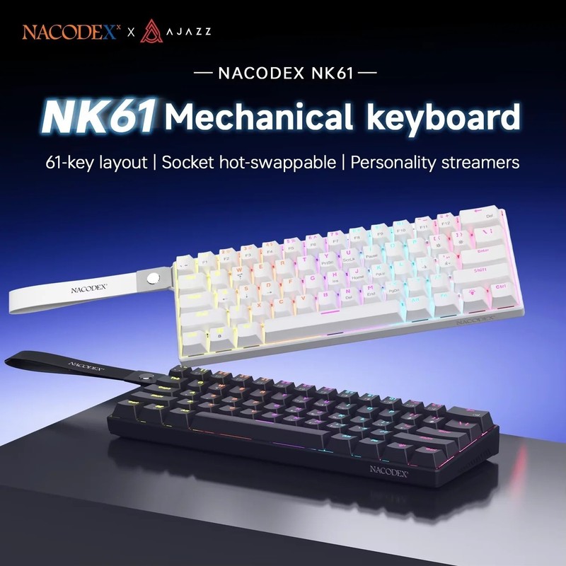 AJAZZ NK61 Wired Gaming Mechanical Keyboard 60% RGB Hot-Swappable 61 Keys Red Sw