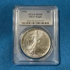 1990 American Silver Eagle 1 Oz PCGS MS68 Bright White Better Date