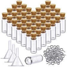 50 Pieces Small Mini Glass Bottles Jars with Cork Stoppers Set, Tiny Cork Gla...
