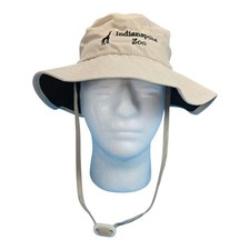 Indianapolis Zoo Giraffe Bucket Hat Khaki Vented Chin Strap Adult/Youth Cap
