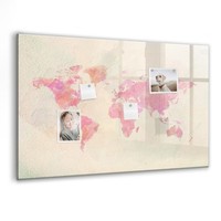Glas Memoboard Set Mit Schwarzem Marker Schwamm Magneten Aquarell Weltkarte