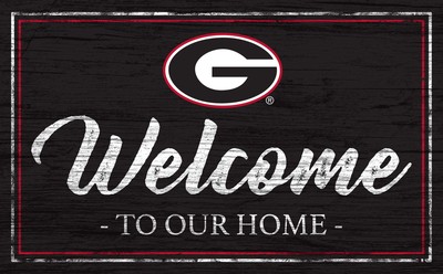 Georgia Bulldogs 12'' x 6'' Team Color Welcome to Our Home Wood Sign