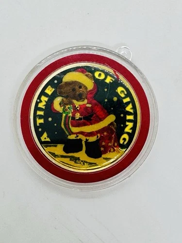 Christmas 1998 Colorized Collector Enamel Coin 1 Troy Oz .999 Fine Silver Round