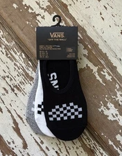 Vans Socks Women 6.5-10 Liner Checkered 3 Pack - No Show Black Grey White