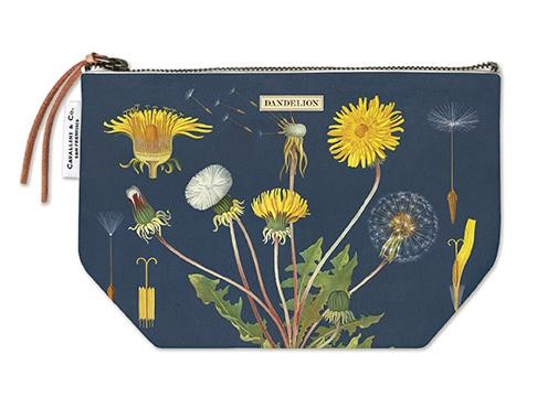 Cavallini - 100% Natural Cotton Vintage Pouch Bag - 15x22cms - Dandelions
