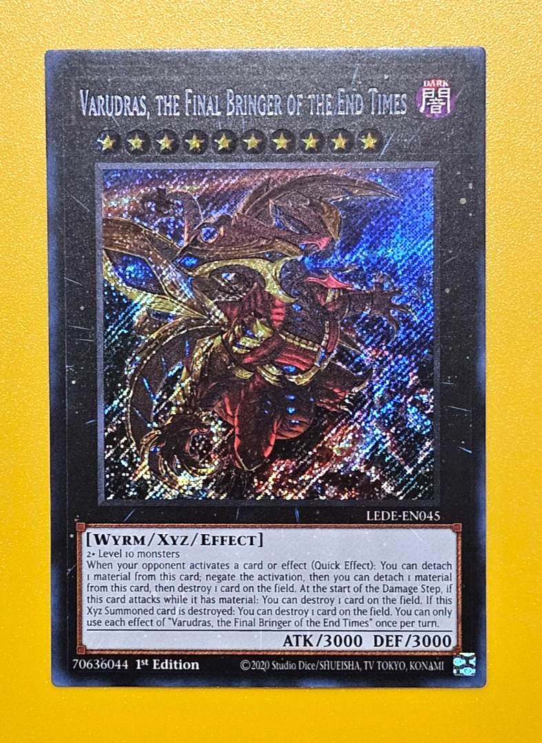 YUGIOH Secret Rare Vaudras, The Final Bringer Of The End Times LEDE-EN045. NM+
