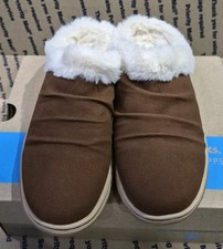 Clarks Women's Open Back Suede Leather Comfort Slippers Size 8M Tan Pre-owned
