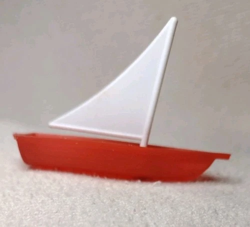 Vintage Barbie Skipper Ship Ahoy #1918 1965 Red Plastic Sail Boat White Sail HTF