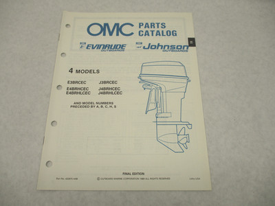 NOS 432875 OMC Evinrude Johnson 1989 E4 Outboard 4 HP Model Parts Catalog