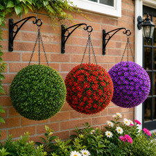 Best Artificial Rose Flower Balls Topiary Hanging Garden Basket Plant UV Stable