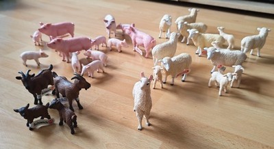 30-tlg. Schleich Konvolut Bauernhof: Schweine, Schafe, Ziegen & Lama   TOP!