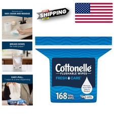 Adult Flushable Wet Wipes Refill Pack 168 Count Gentle Biodegradable and Septic