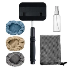 Pivoting Windshield Glass Cleaning Tool Extendable Aluminum Handle w/3 Premiu...