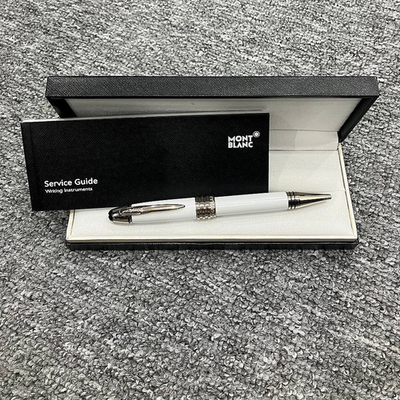 MONTBLANC 定価40000円シルバーボールペン ケース付き NIB Montblanc John F Kennedy Ballpoint Pen White Silver Luxury
