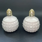 Vintage White Milk Glass Diamond Point Salt & Pepper Shakers 1960’s