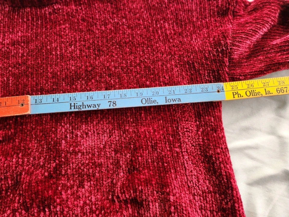 Suéter de malha vermelho chenille boxy robusto tamanho XL Calvin Klein vintage feriado Natal  - Imagem 4 de 4