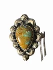 Vintage Brushed Silver Navajo Style Turquoise Ring Size 8 Unsigned Kingman